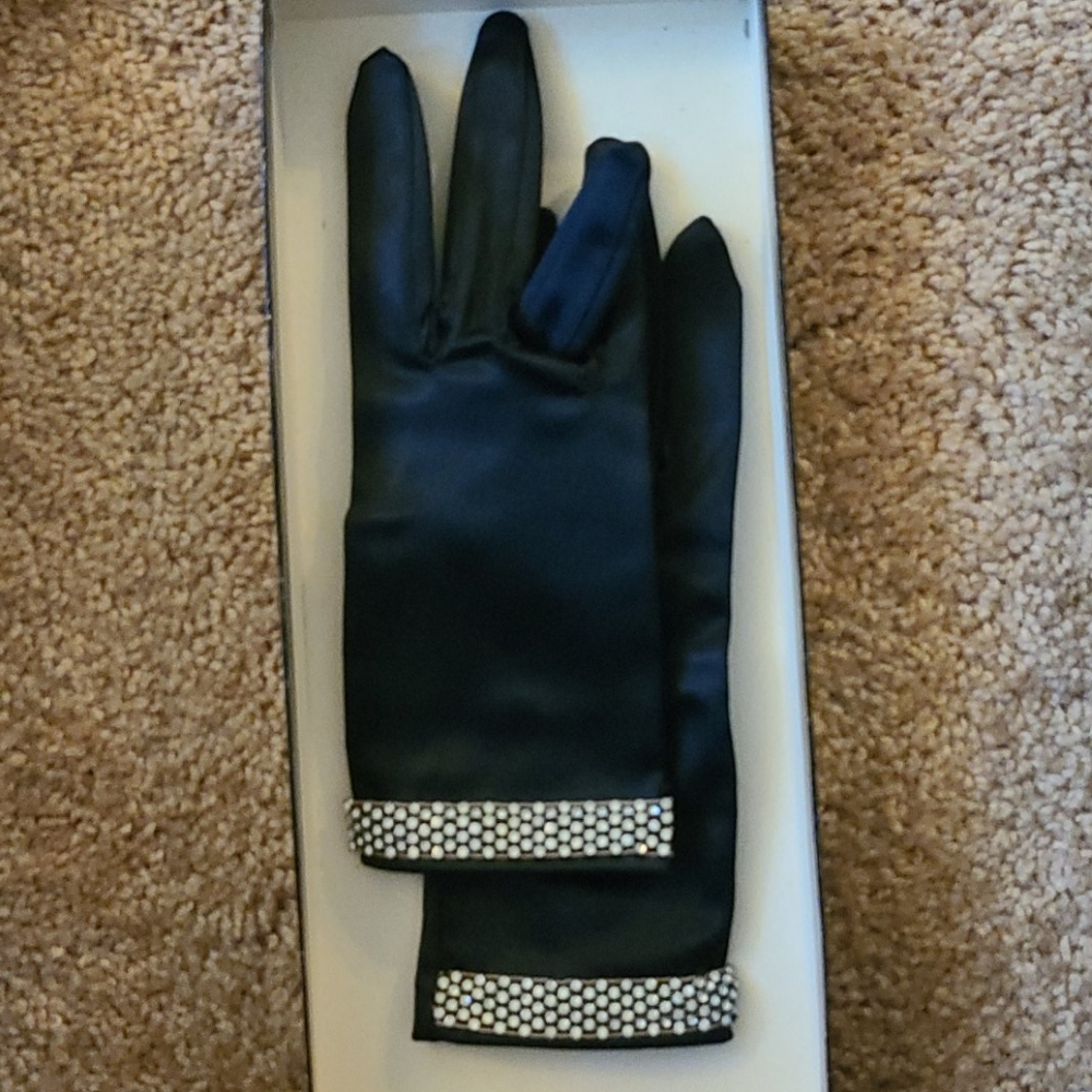 Vintage satin evening gloves - XS